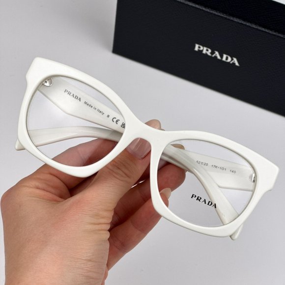 Prada PRA05V 17K1O1 BRAND NEW Eyeglasses White Ivory Women Square Unisex VPR A05 - Picture 1 of 11
